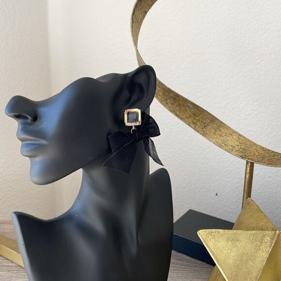 Bohemian black bow earrings N300 - Picture 4 of 4